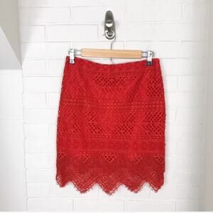 NWT Banana Republic Red Lace Skirt Size 0